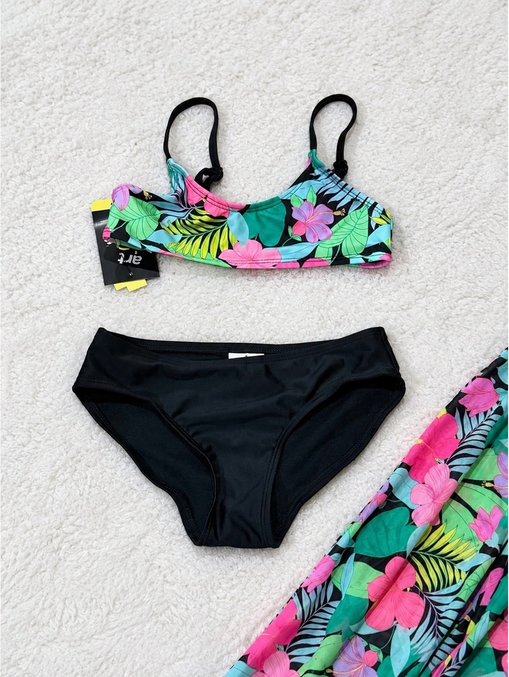 Girls 3pc Tropical Swimsuit Bikini Set‎ Size 6/7 Cover Up Pants NWT - Picture 5 of 6
